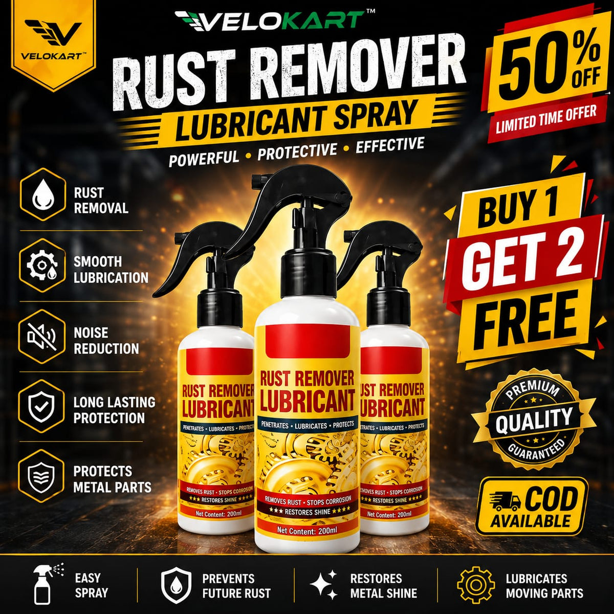 Velokart RustX™ – Powerful Rust Remover Spray | BUY 1 GET 2 FREE